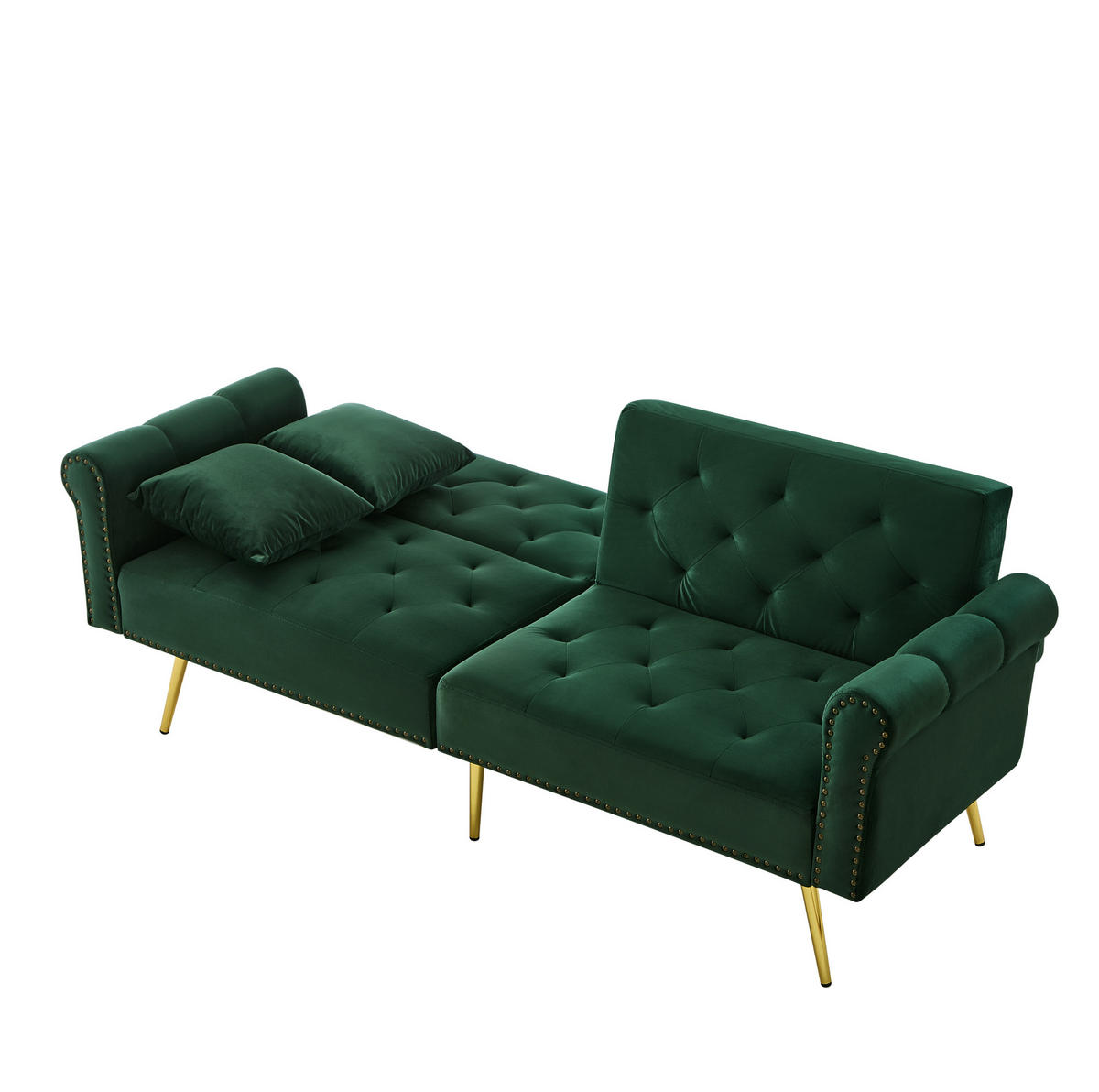 SCHLAFSOFA mit 3-fach verstellbarer Rückenlehne 147x85 cm Samt Antikgrün - Grün, Kunststoff (173/70/75cm) - Meubliv