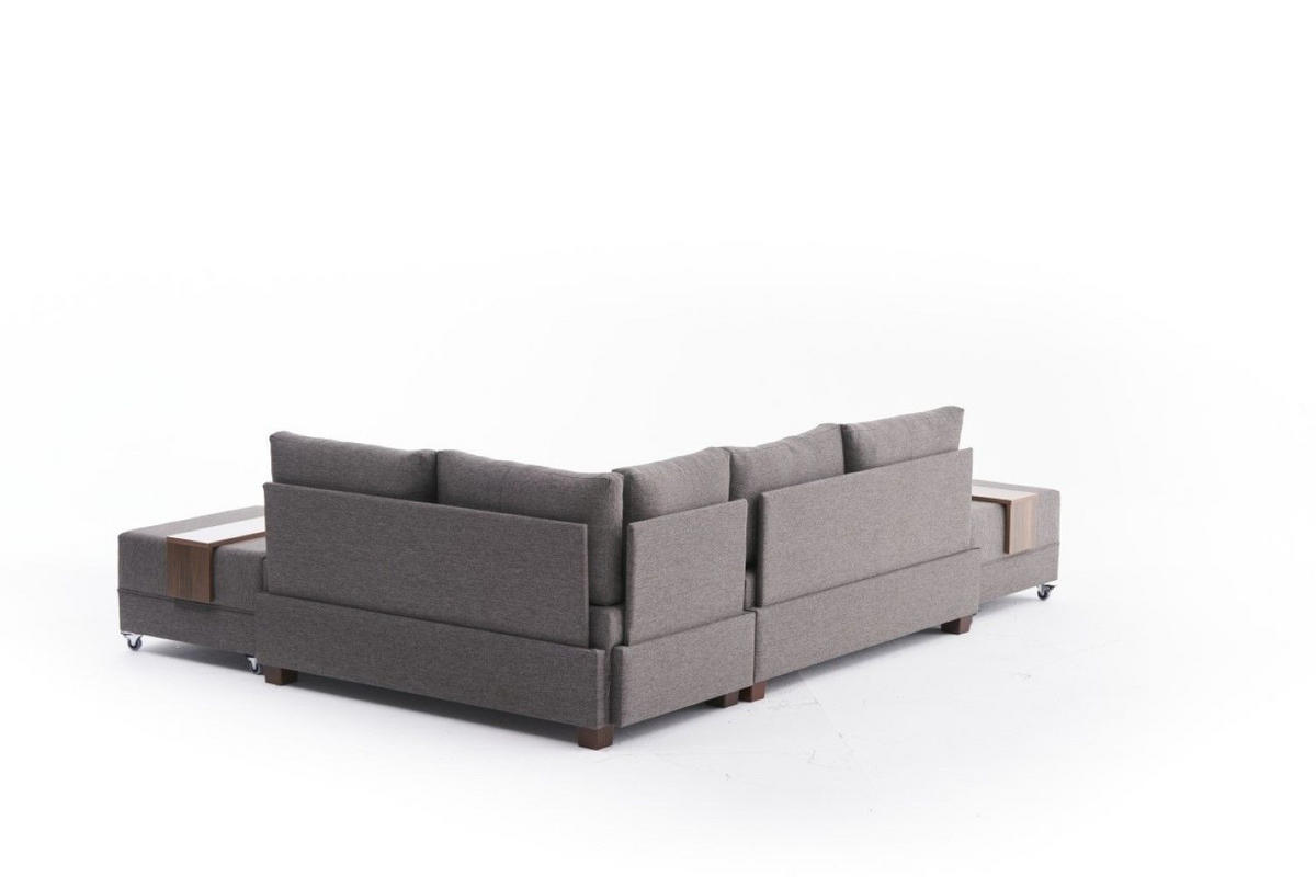 ECKSOFA mit rollbarer Schlaffunktion - Taupe/Beige, Holz/Textil (210/280cm) - myHomelando
