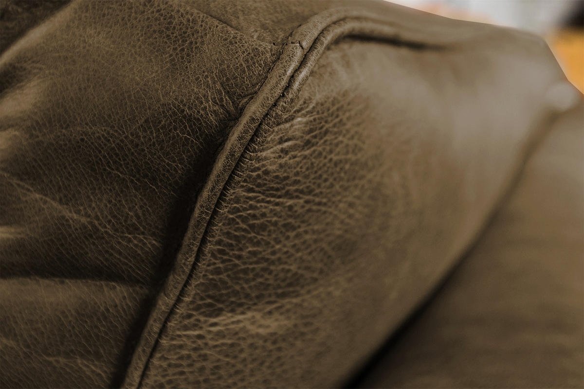 ECKSOFA BLOOM Beige Leder - Beige/Schwarz, Leder/Metall (276/177cm) - KAWOLA