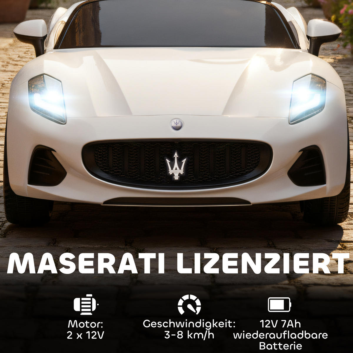 ELEKTROAUTO DE-06176 2-Sitzer mit Fernbedienung und LED Weiß - Weiß, Kunststoff/Metall (120/72/50cm) - ComfortXL