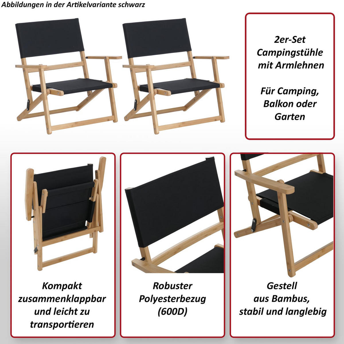 BAMBUS CAMPINGSTUHL Creme - Creme, Textil (61/64/42cm) - MCW