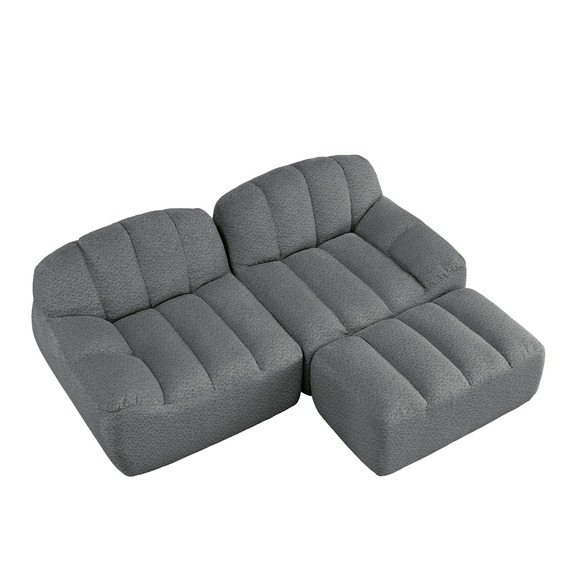 ECKSOFA DE-34312 2-Sitzer mit Ottoman Grau - Grau, Textil (165/210cm) - ComfortXL