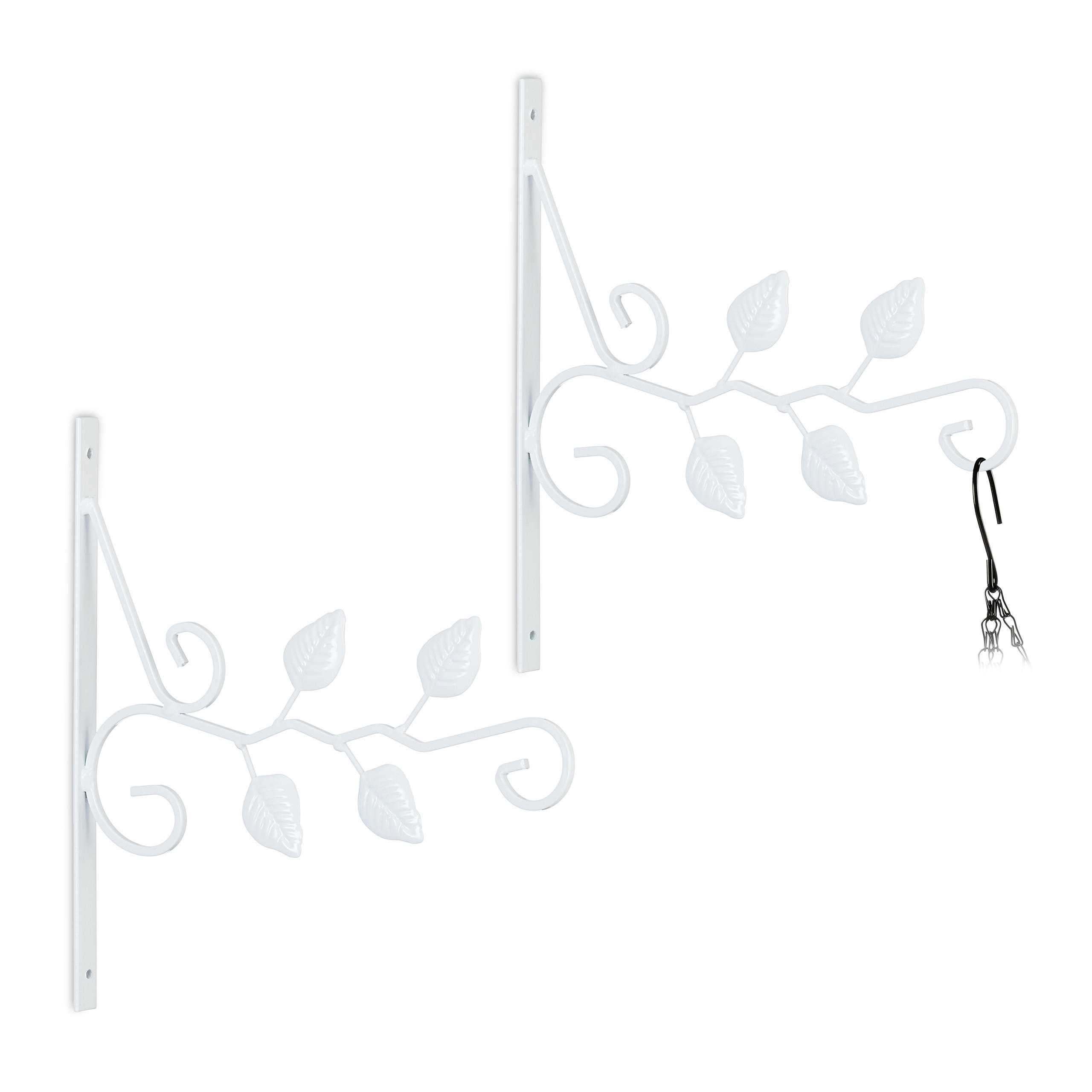 2xBLUMENAMPELHALTERUNG - Weiß, Metall (2/30/29.5cm) - Relaxdays