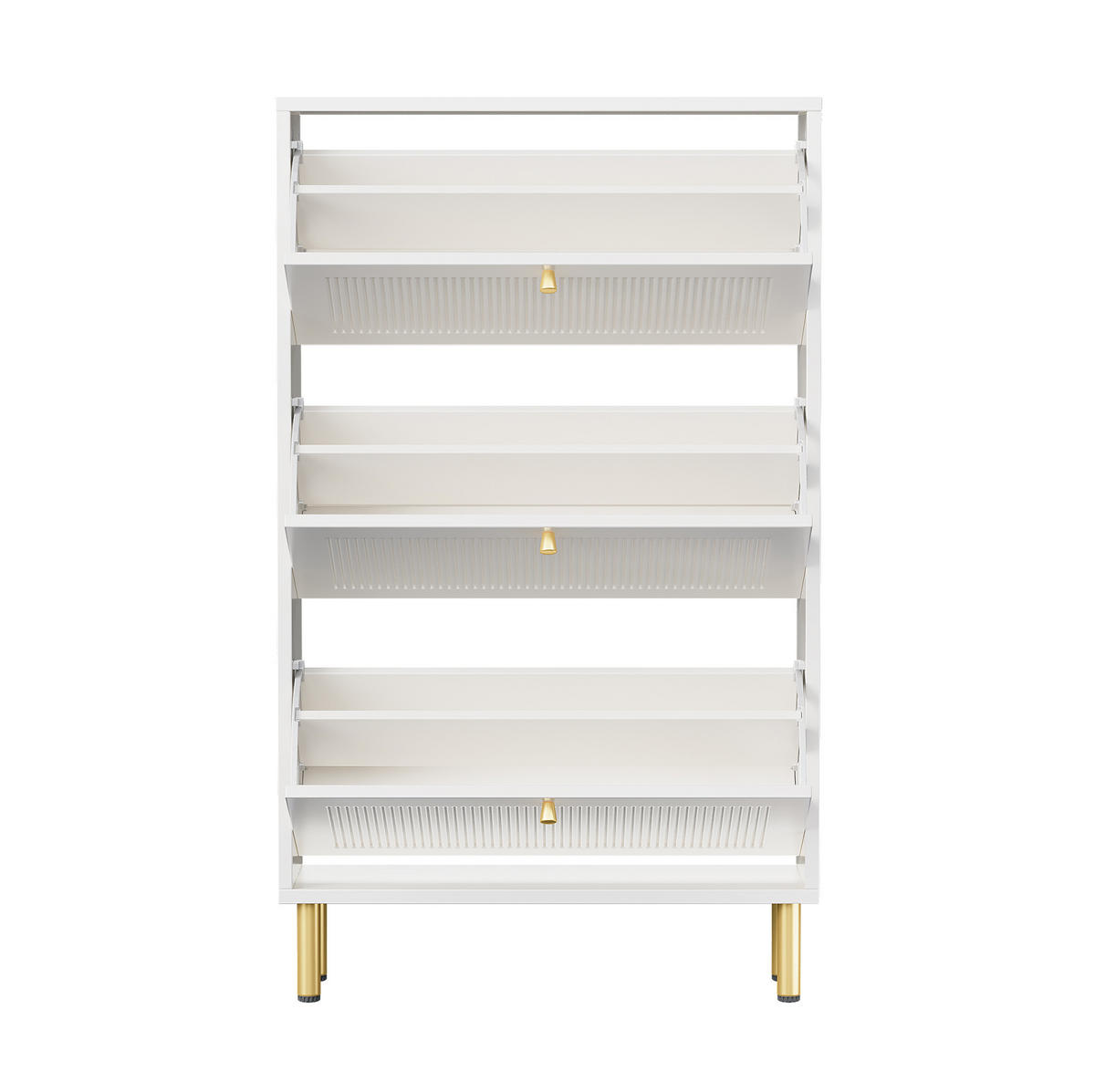 SCHUHSCHRANK aus MDF & Spanplatte 73x23x125cm in Weiß mit 3 Klapptüren - Weiß, Holzwerkstoff (73/125/23cm) - Modfu