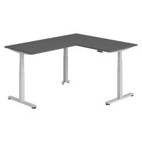 ECKSCHREIBTISCH elektrisch höhenverstellbar L-Form 200/160/74 cm in Graphitfarben/Silberfarben - Silberfarben/Graphitfarben, Holzwerkstoff (200/160/74cm) - bümö