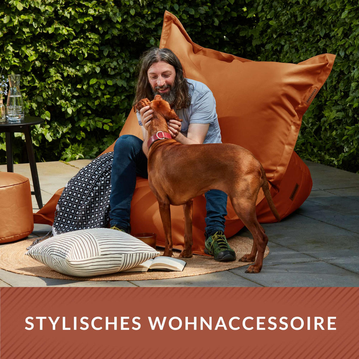 INDOOR RIESEN SITZSACK XXL Kunstleder - Hellbraun, Textil (140/25/180cm) - Green Bean