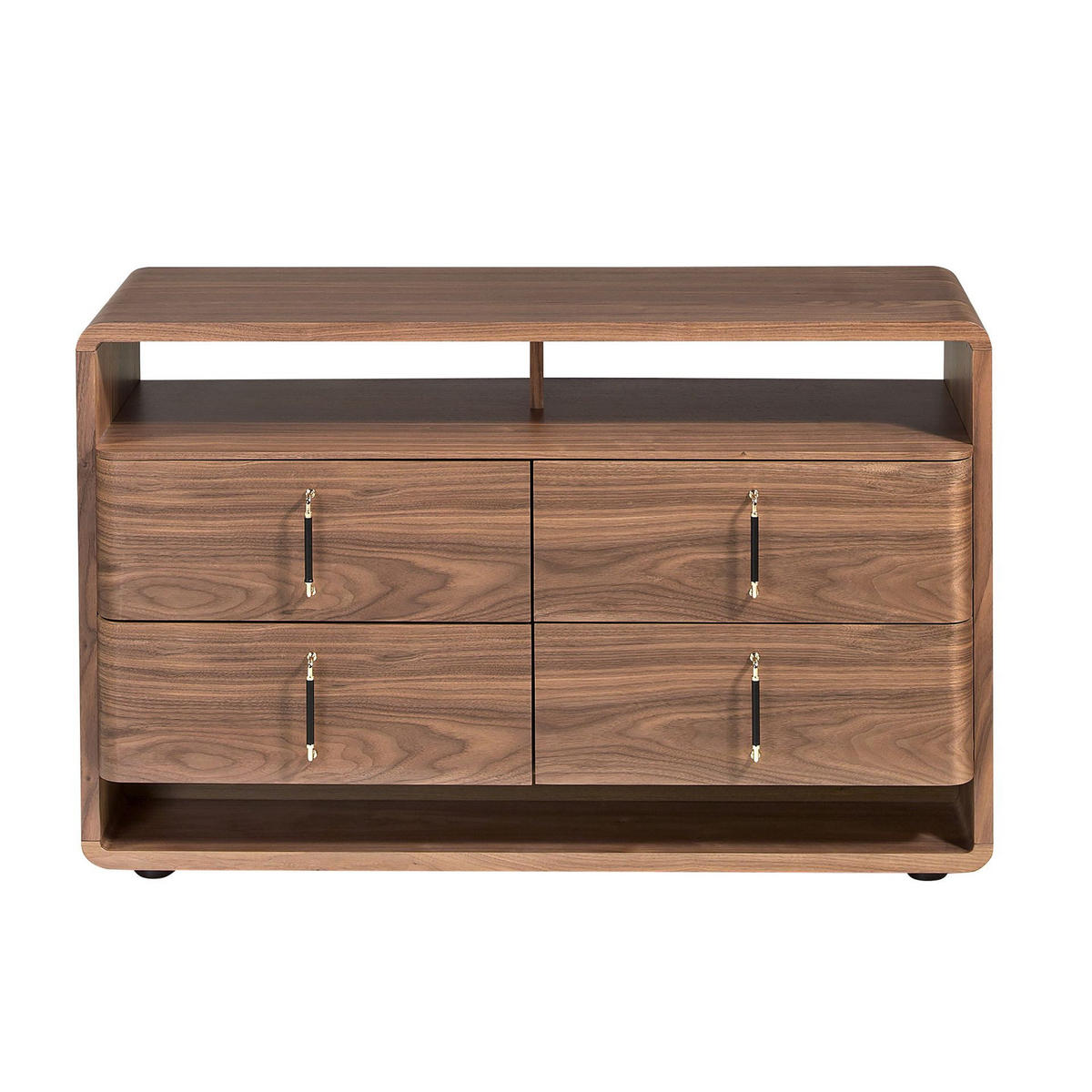 KOMMODE aus Nussbaum und PVC 120/43/75 cm - Goldfarben/Nussbaumfarben, Holz/Holzwerkstoff (120/75/43cm) - ANGEL CERDA