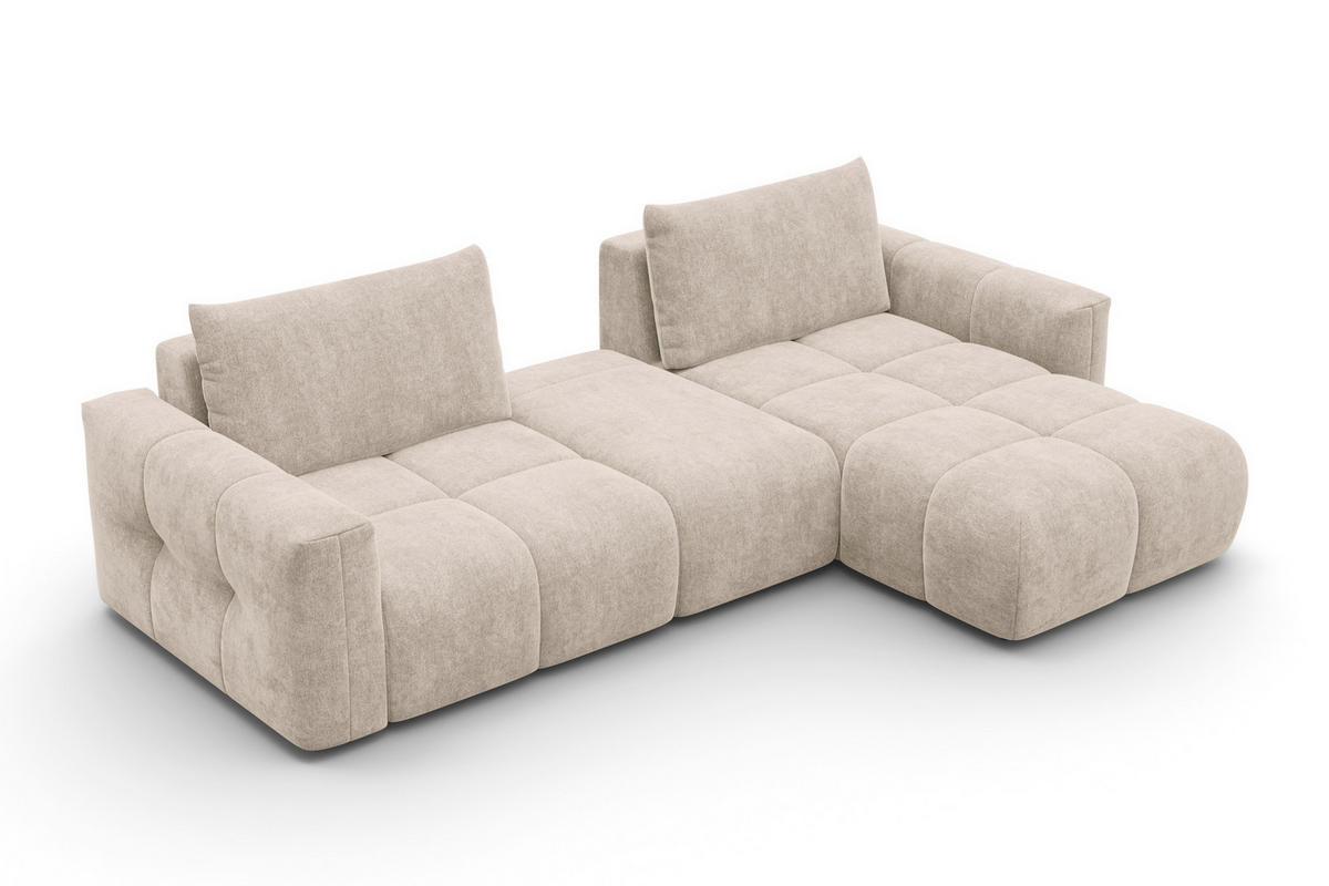 ECKSOFA VERONA 4-Sitzer RECHTS, Beige - Beige/Schwarz, Holz/Textil (282/173cm) - Courtois Laville