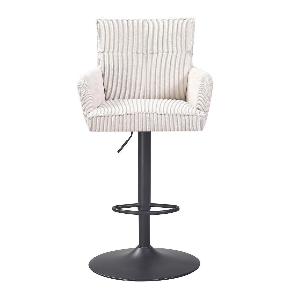 BARSTUHL - 2er-Set - Cord / Stahl - Creme, Textil/Metall (56/100/57cm) - home24