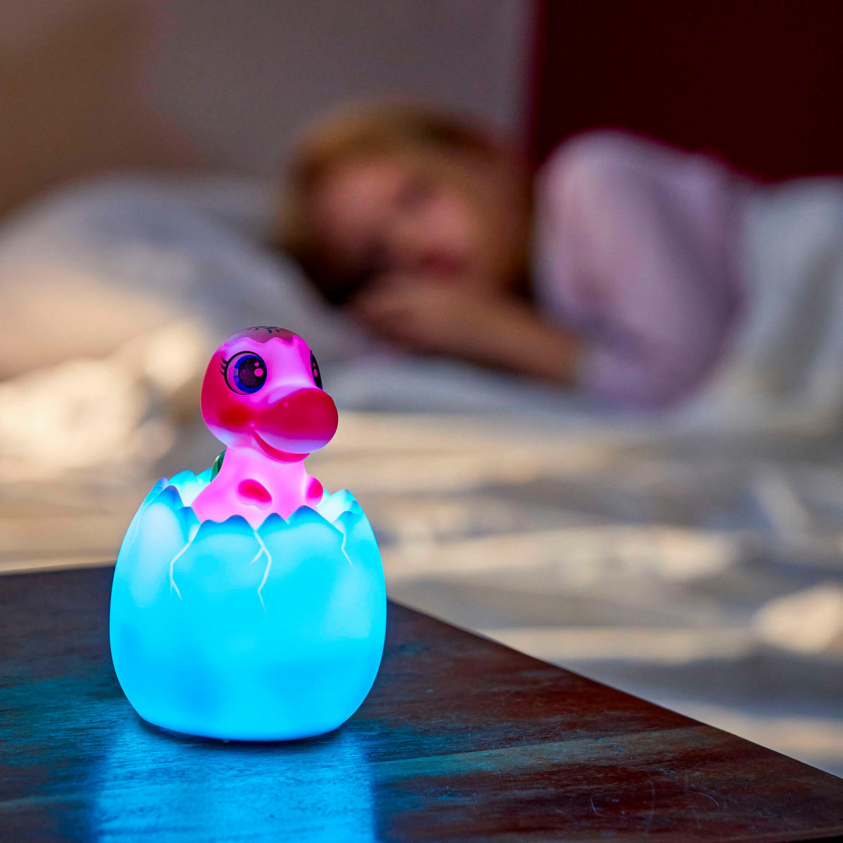 LED-AKKU-NACHTLICHT - rotes Dino-Nachtlicht mit Fernbedienung, Timerfunktion und 130 Melodien, energiesparend - Rot, Kunststoff (8.5/8.5/13cm) - Northpoint