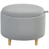 SITZHOCKER Ottomane mit Stauraum Runder Polsterhocker mit Klappdeckel, Grau - Naturfarben/Grau, Eichenholz/Kunststoff (56/42/56cm) - HOMCOM