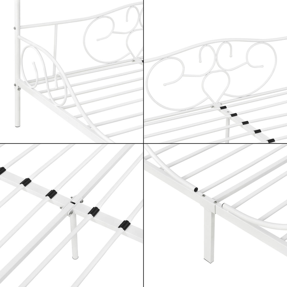 HIMMELBETT Finström - Weiß, Metall (180/200cm) - [en.casa]