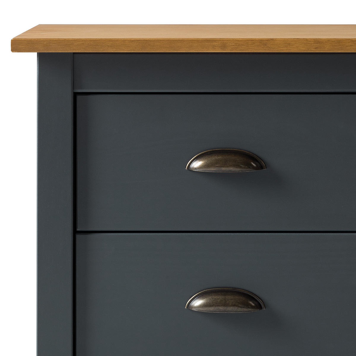NACHTKOMMODE - Kiefer massiv - Anthrazit, Holz (46/52/35cm) - home24