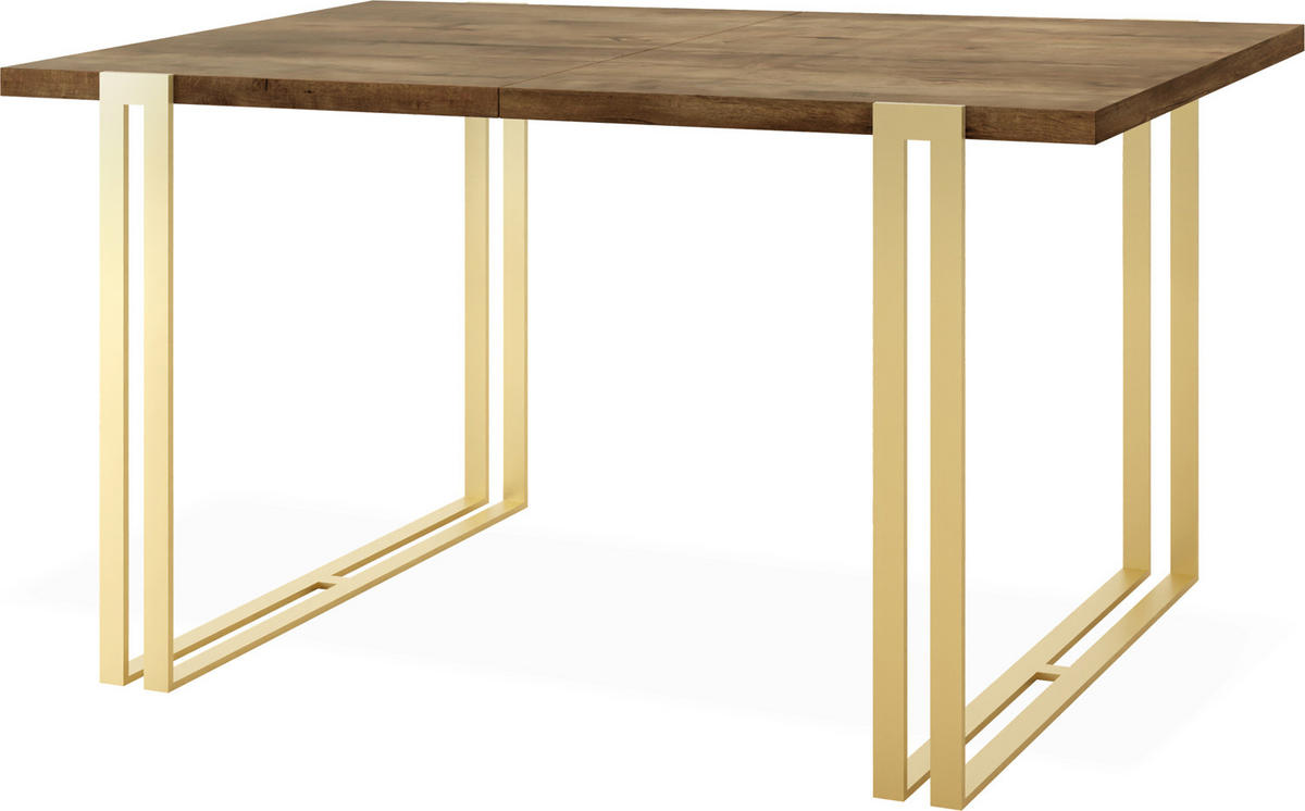 ESSTISCH Stella rechteckig ausziehbar, Lefkas Eiche 120-220/80/76 cm - Alteiche/Goldfarben, Holzwerkstoff/Metall (120/80/76cm) - WFL GROUP