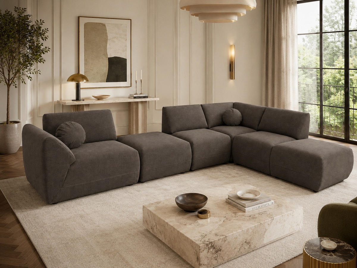 ECKSOFA Cordoba Modulares Rechts Braun - Braun, Textil (352/244cm) - KS Home Concept