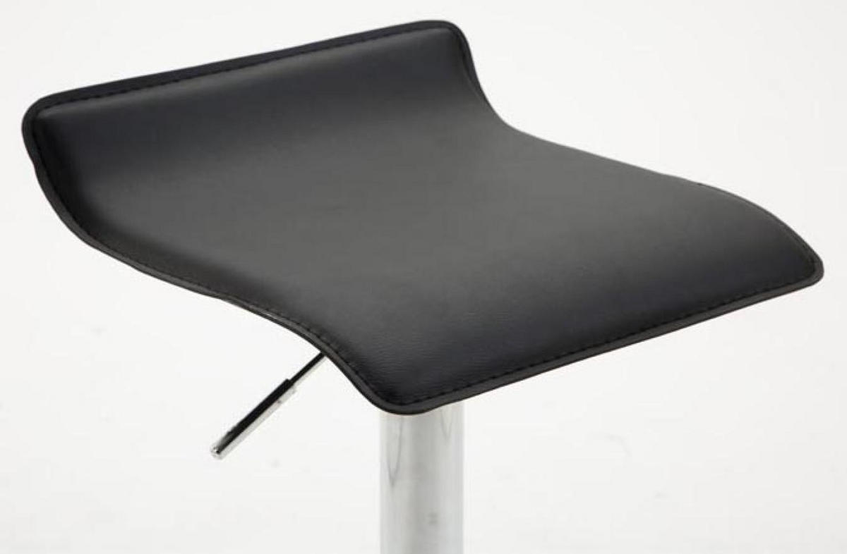 BARHOCKER 2er Set Lederlook schwarz - Chromfarben/Schwarz, Textil/Metall (36/63/39cm) - CLP