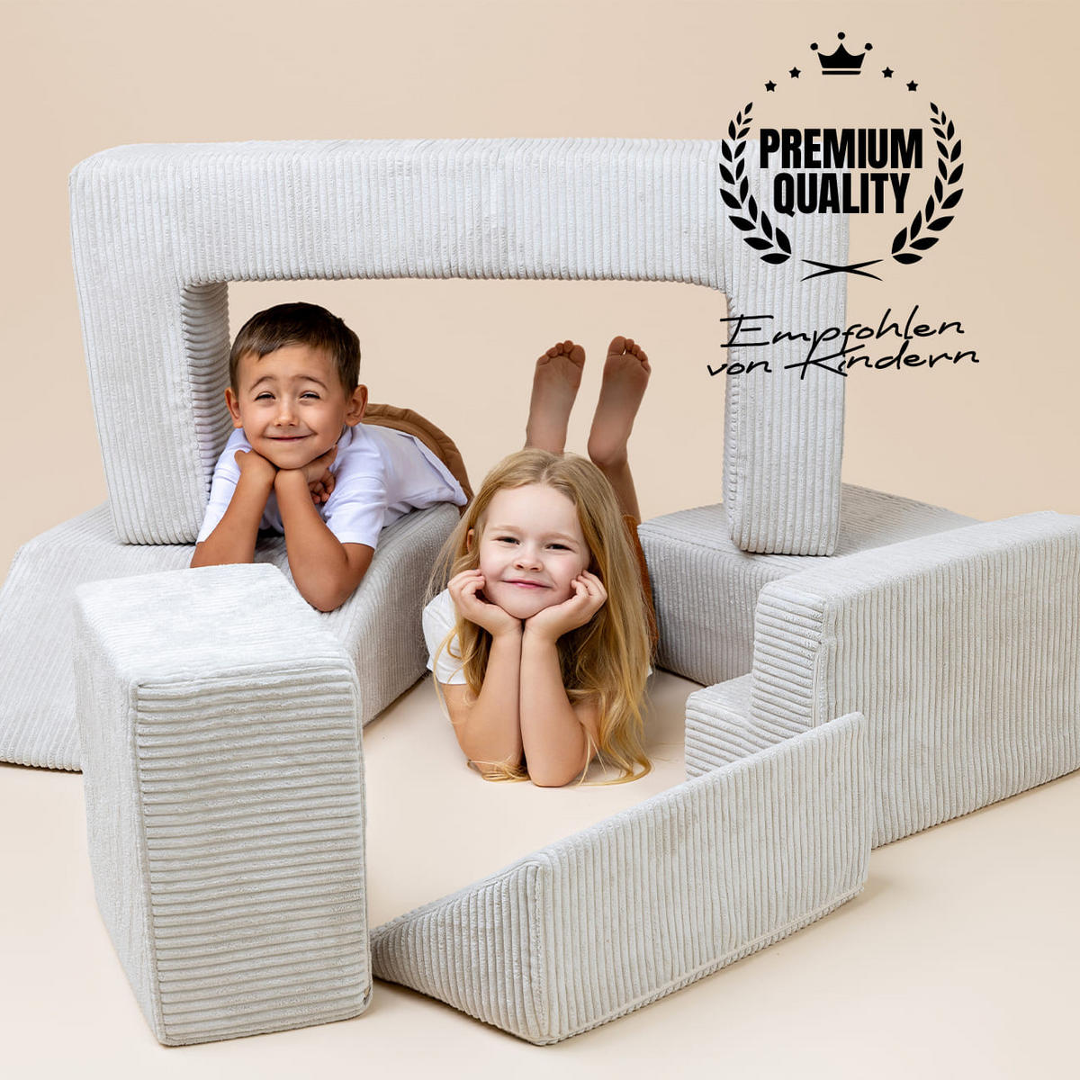 KINDERSOFA, Modulares Sofa für Kinder, Samt, Grau - Grau, Textil (35/100/40cm) - MeowBaby