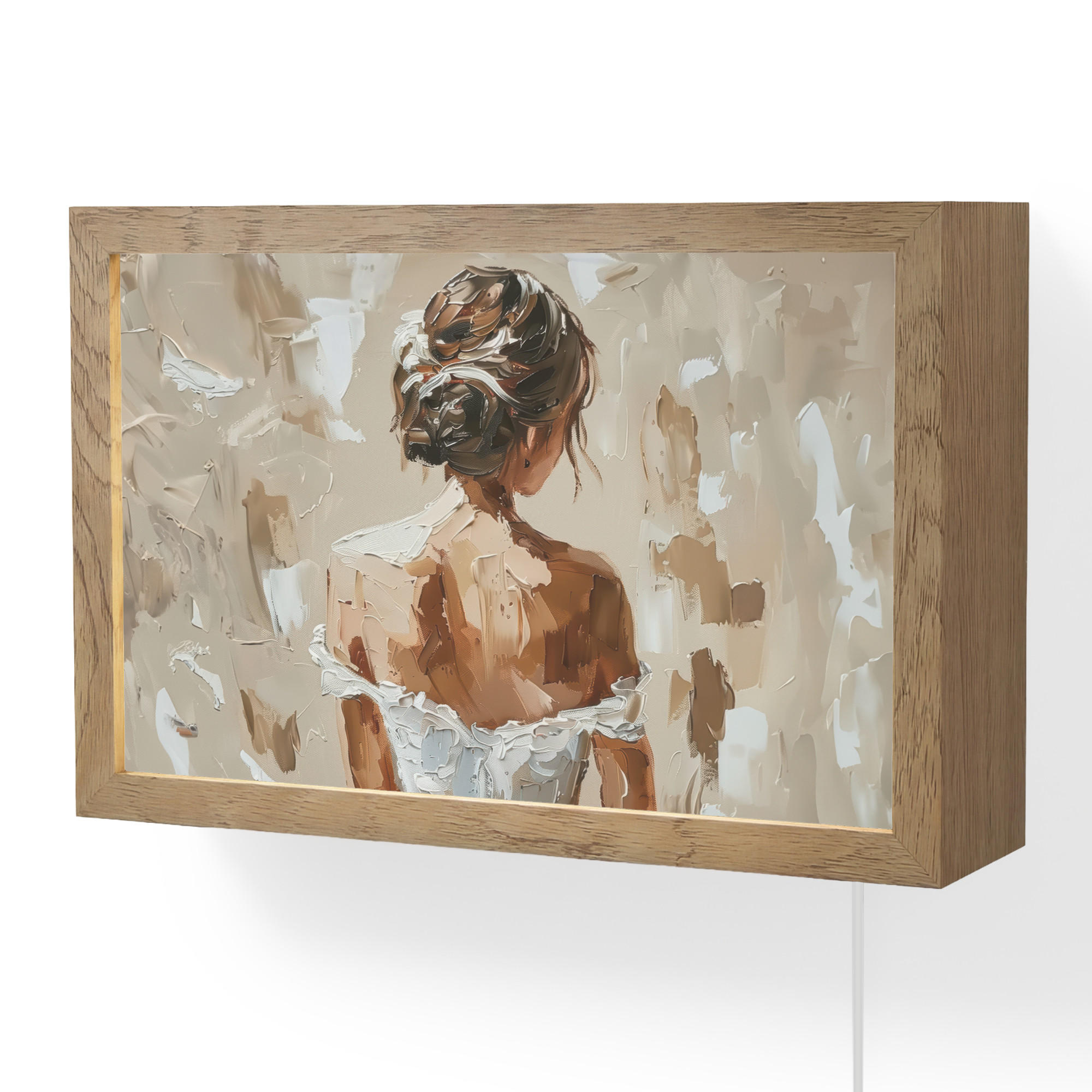 OnlyWow NÁSTĚNNÁ LAMPA Žena - malba - abstraktní - béžová - moderní 30x20 cm