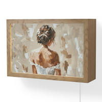 NÁSTĚNNÁ LAMPA Žena - malba - abstraktní - béžová - moderní 30x20 cm - světle hnědá, kompozitní dřevo (30/20/8cm) - OnlyWow