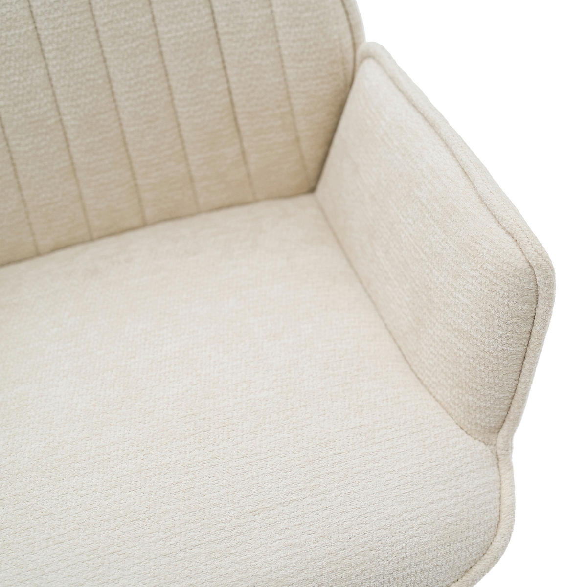 STUHL MERANO drehbar gepolsterter mit Steppung - creme - Chenille - Creme/Schwarz, Textil/Metall (58/90/61cm) - NEW HOME