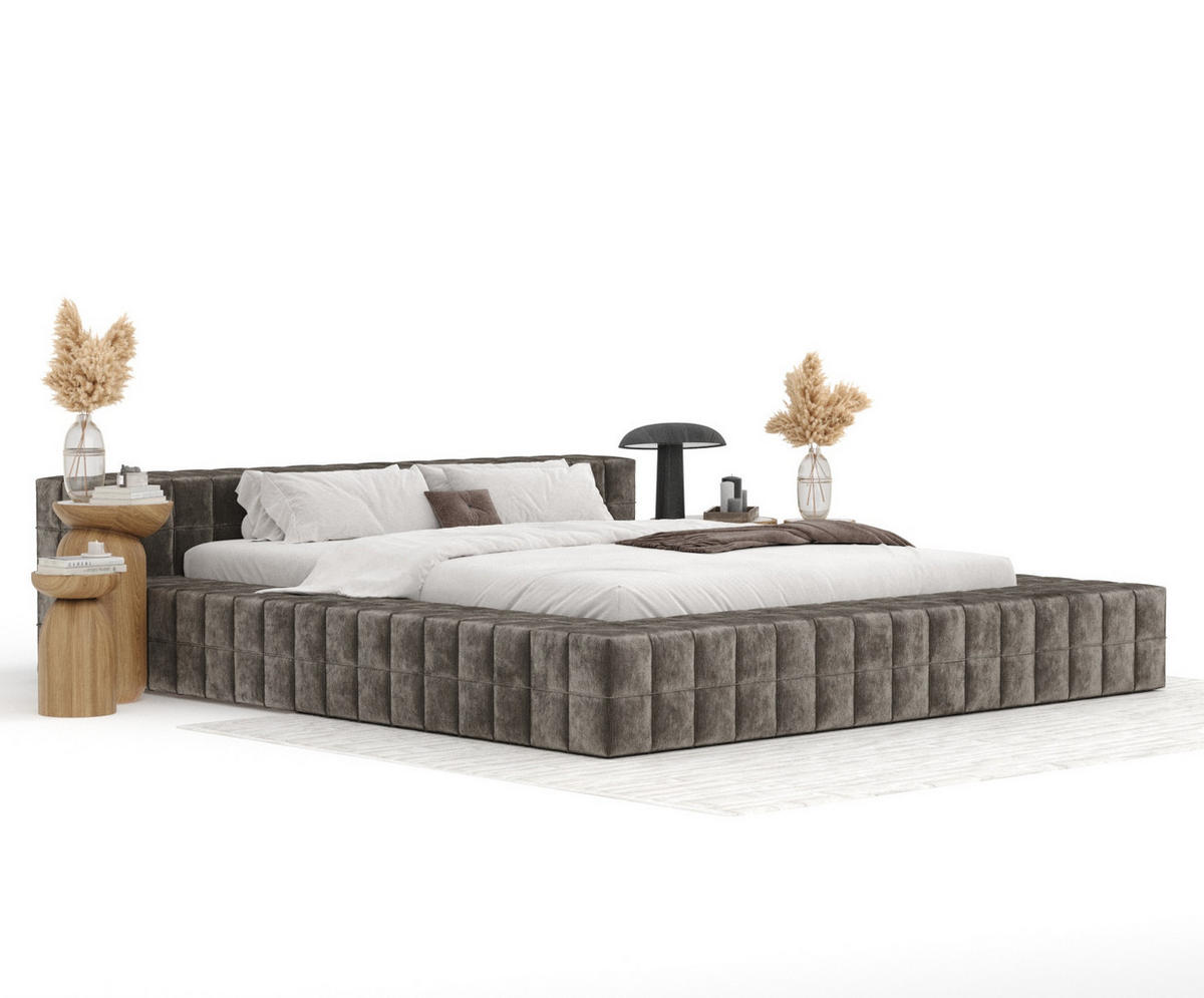 POLSTERBETT Nessino Braun 140/200 cm - Schwarz/Naturfarben, Holz/Holzwerkstoff (140/200cm) - Maison de Reve