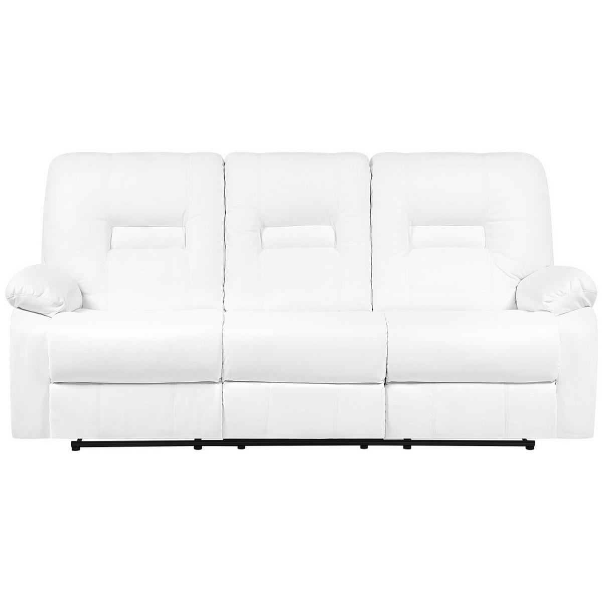 3-SITZER-SOFA Kunstleder Weiß Bergen - Weiß, Kunststoff/Textil (204/101/73cm) - Beliani