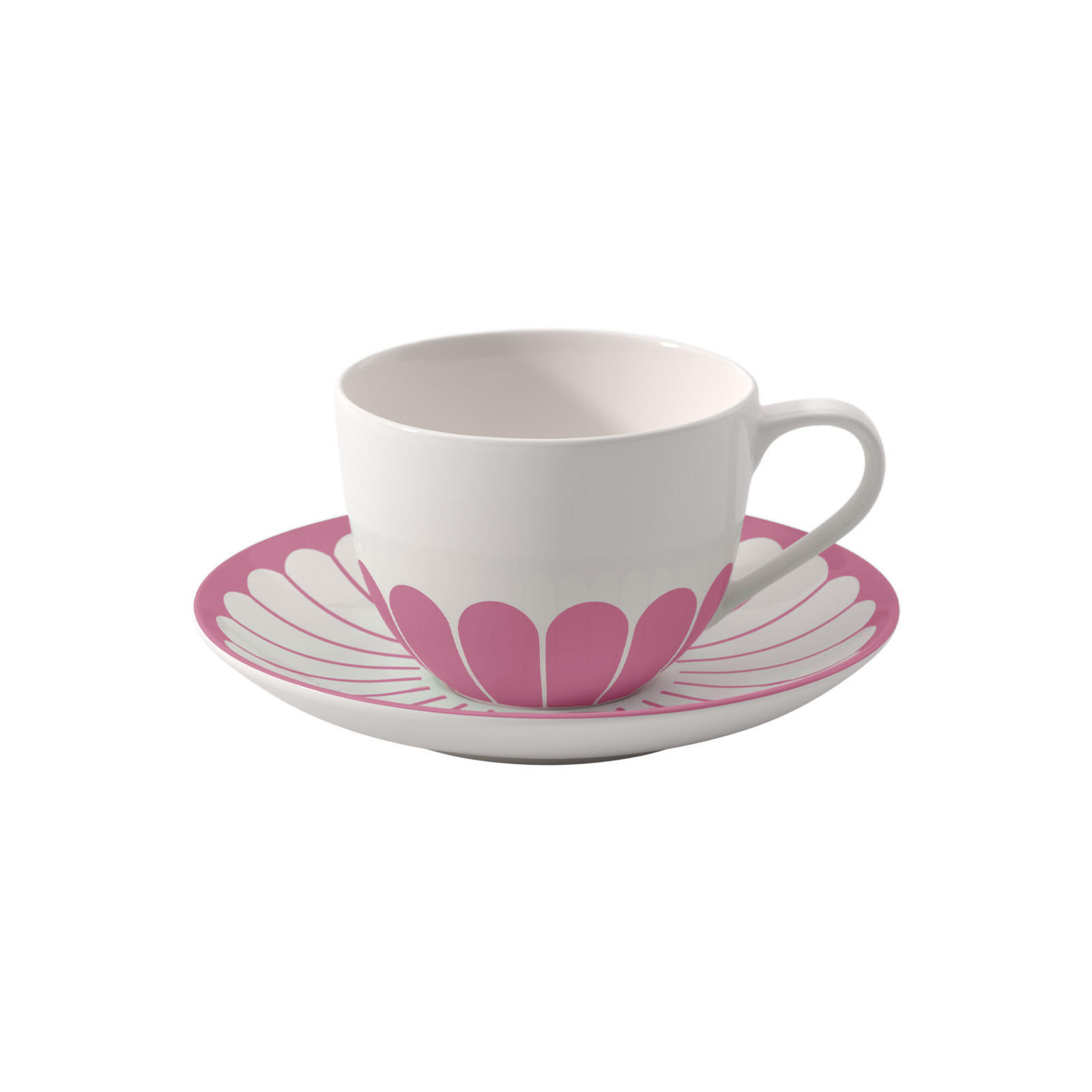 CAPPUCCINOTASSE MIT UNTERTASSE Fleur Couleur Cassis 300 ml - Pink, Keramik (0.3L) - Villeroy & Boch