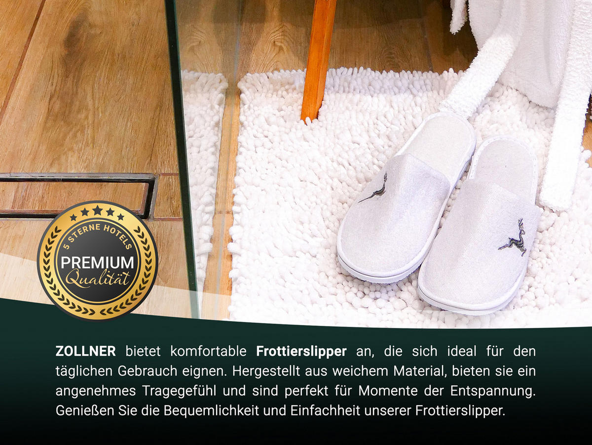 FROTTIERSLIPPER, 10er-Set, Universalgröße, 100% Polyester, Weiß - Weiß, Textil (5/1/29cm) - Zollner