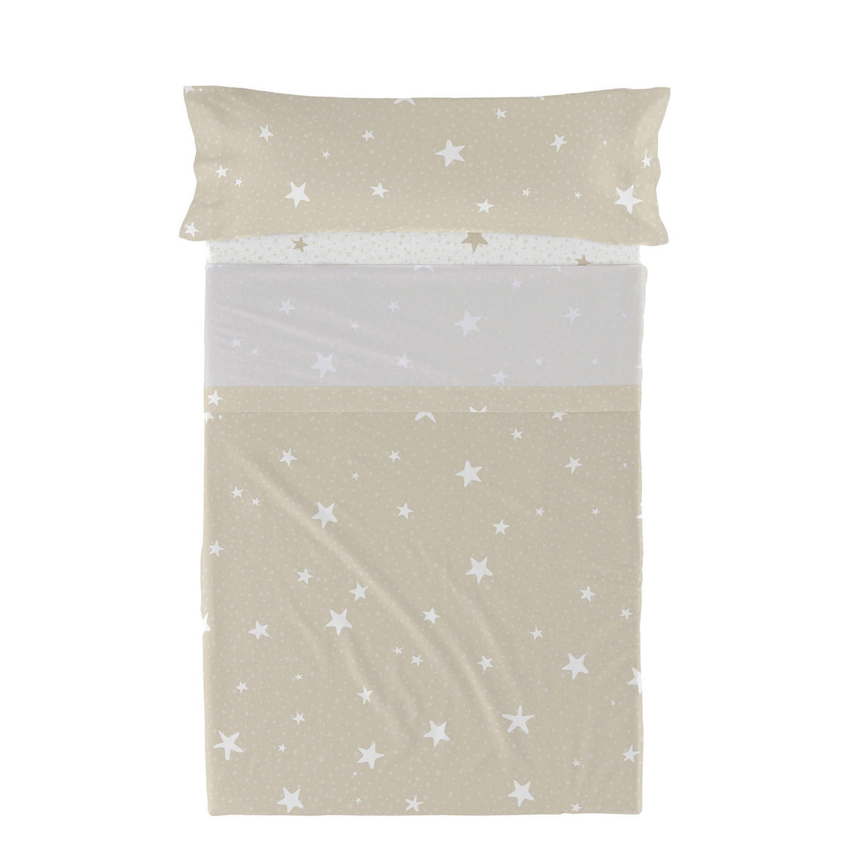 BETTWÄSCHE 2er-Set teiliges little star 180x270 cm beige - Beige, Textil (180/270cm) - Happy Friday