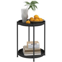 BEISTELLTISCH, Couchtisch mit 2 Ablage, 44 x 44 x 56 cm, Stahl, Schwarz - Schwarz, Metall (44/44/56cm) - HOMCOM