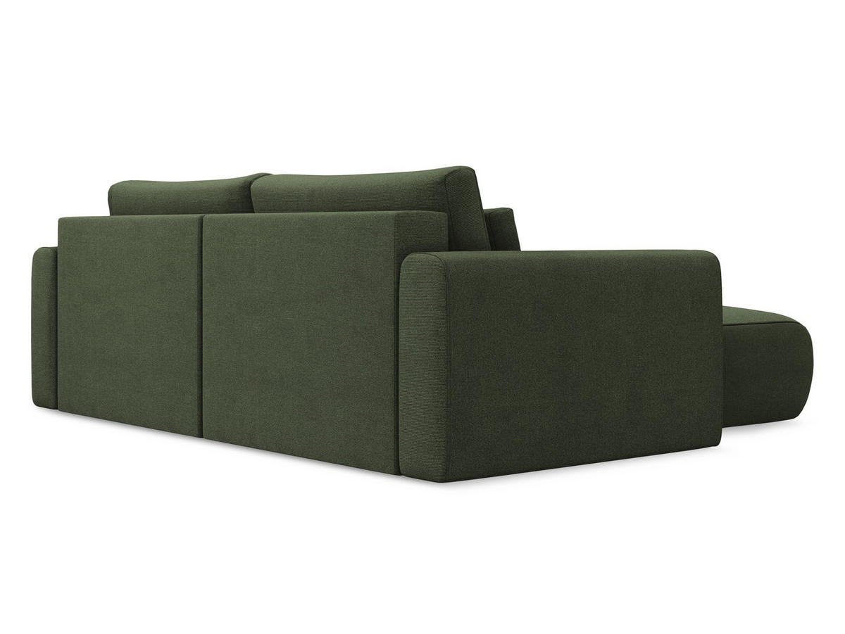 ECKSOFA mit Schlaffunktion Strukturstoff Stoff Grün - Schwarz/Olivgrün, Kunststoff/Textil (149/240cm) - Makamii