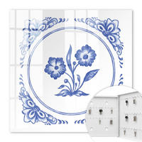 SCHLÜSSELBOX Weiß 30x30 cm – Türöffnung nach rechts - Blaue Blumen - Blau, Metall (30/30/5cm) - TULUP