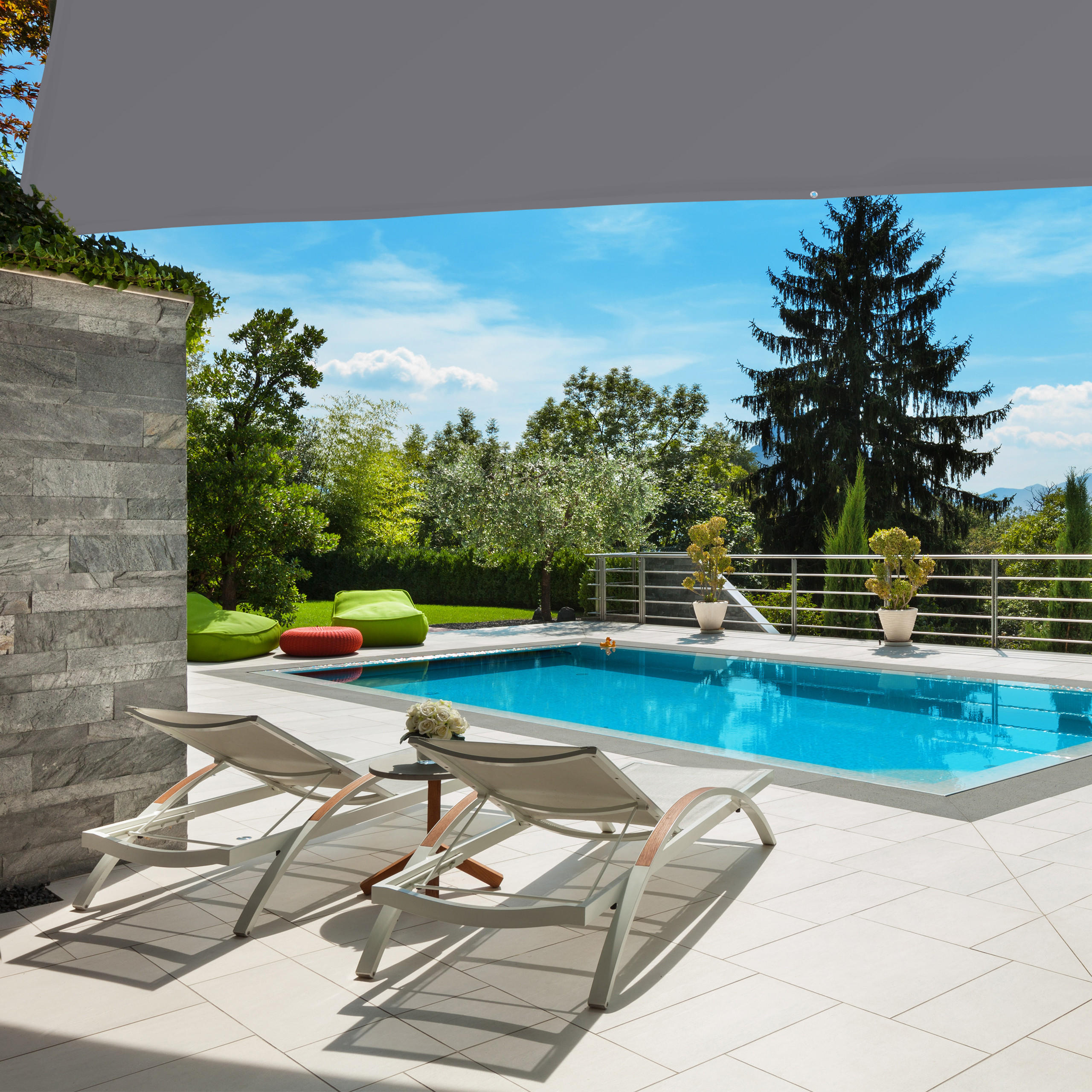 SONNENSEGEL - Grau, Textil/Metall (400/300cm) - Relaxdays
