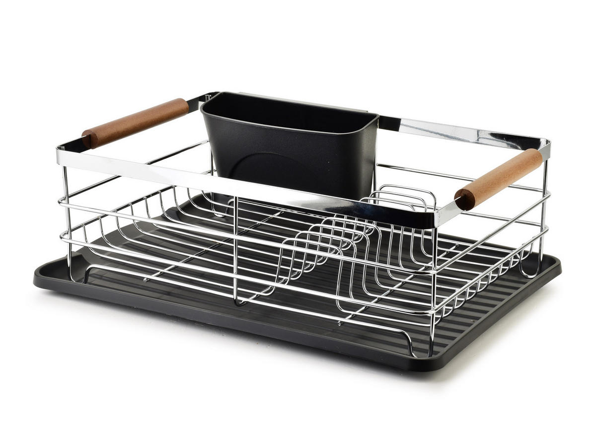 GESCHIRRABTROPFKORB Basic Schwarz 44/32/14 cm Metall - Silberfarben, Metall (32/14/44cm) - Mondex