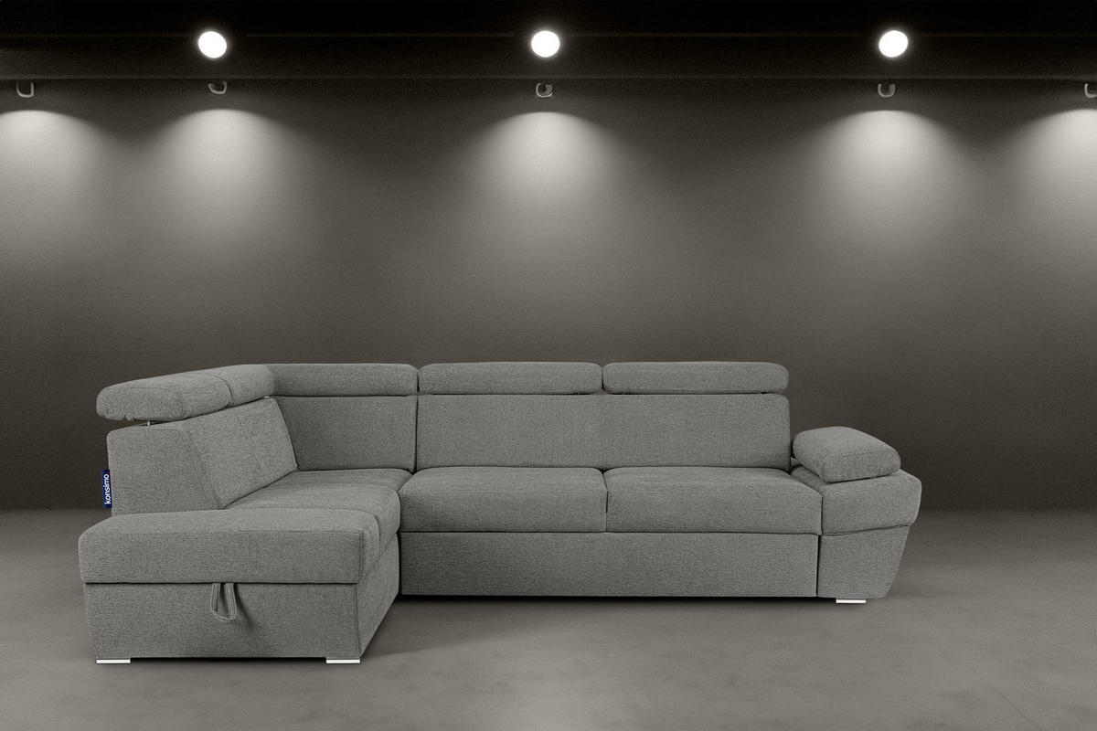SCHLAFECKSOFA RATLO links 4/5-Sitzer mit Bettkasten, grau - Silberfarben/Grau, Textil (270/190cm) - KONSIMO®