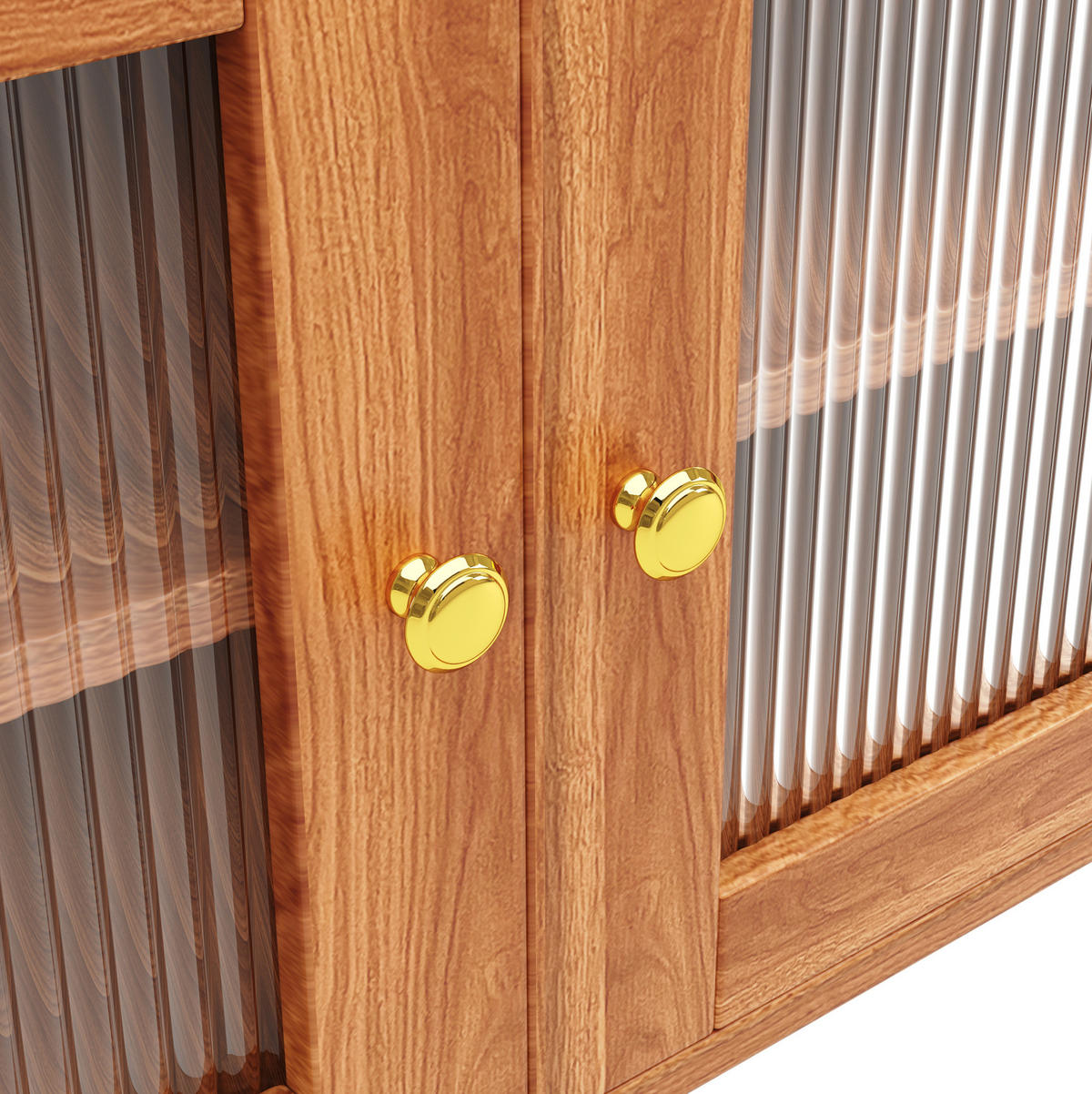 BUFFET 145/171/39 cm walnussfarben aus MDF mit Changhong-Glastür und Weinregal - Walnussfarben, Holzwerkstoff (39/171/145cm) - OKMYHOME