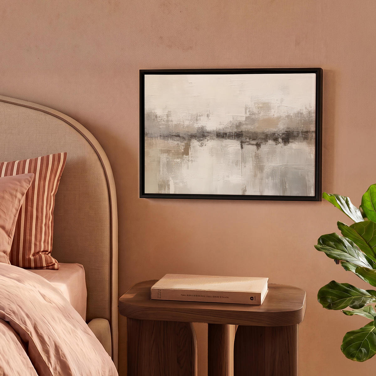 LEINWAND Bilder mit Rahmen - Moderne Kunst - Abstrakt - Beige - 40x30 - Beige, Textil (40/30cm) - MuchoWow