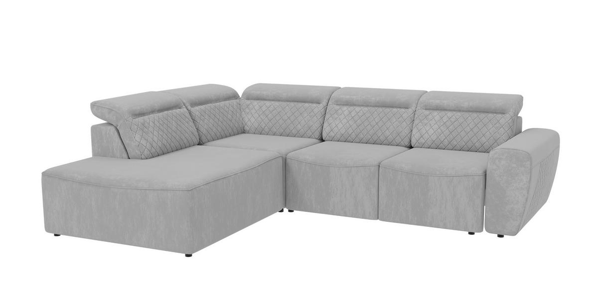 ECKSOFA Reid Grau Samt - Schwarz/Grau, Holz/Kunststoff (273/224cm) - S-Style Möbel