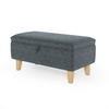 POLSTERHOCKER 71/37/34 cm Stauraum Holzbeine Leinen Dunkelgrau - Dunkelgrau, Holz/Textil (71/34/37cm) - Livingandhome