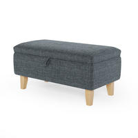 POLSTERHOCKER 71/37/34 cm Stauraum Holzbeine Leinen Dunkelgrau - Dunkelgrau, Holz/Textil (71/34/37cm) - Livingandhome