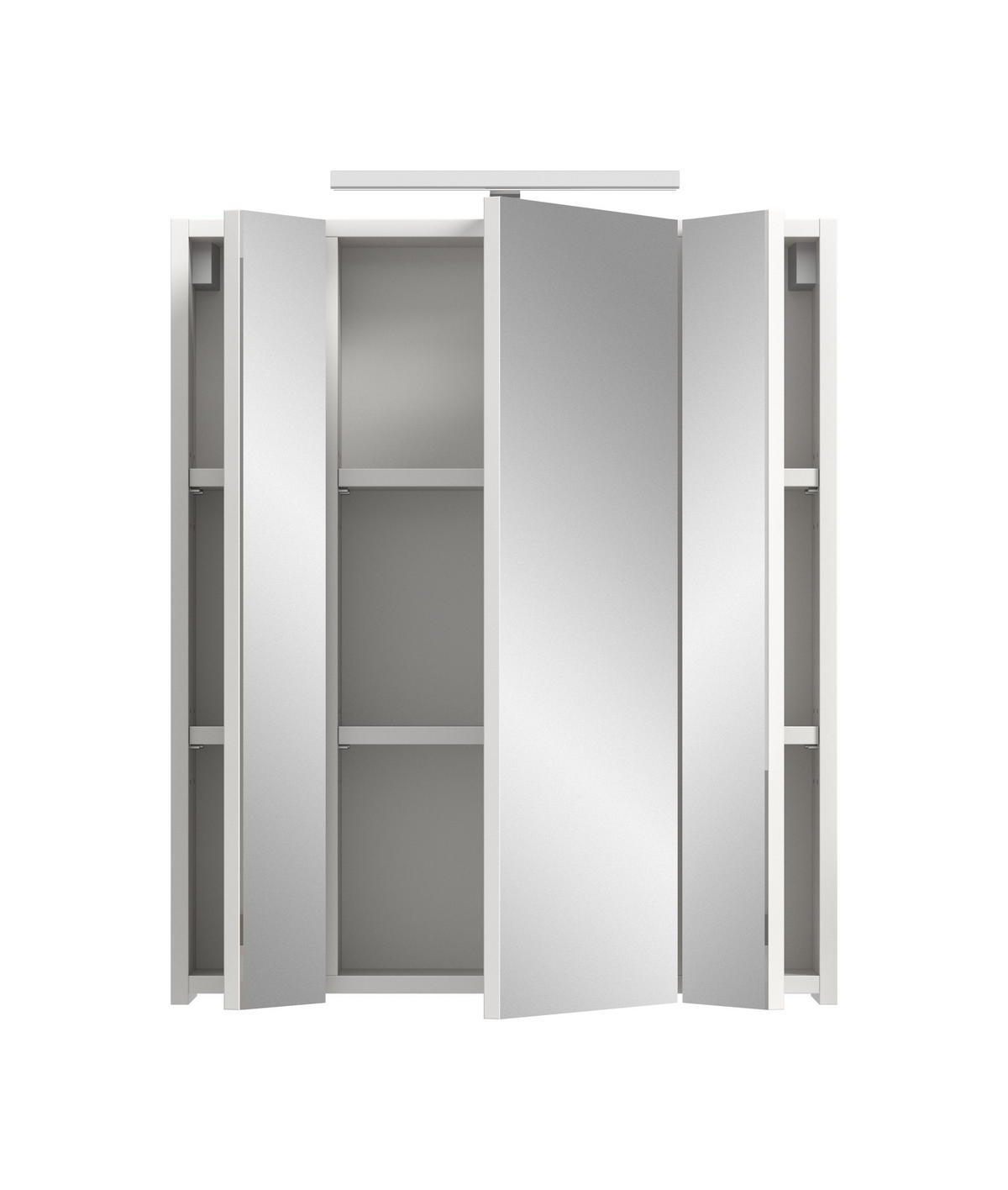 SPIEGELSCHRANK inkl. Beleuchtung ICE (B/H/T: ca. 60/70/18 cm) in Weiß/weiß hochglanz - Weiß, Holzwerkstoff (60/70/18cm)