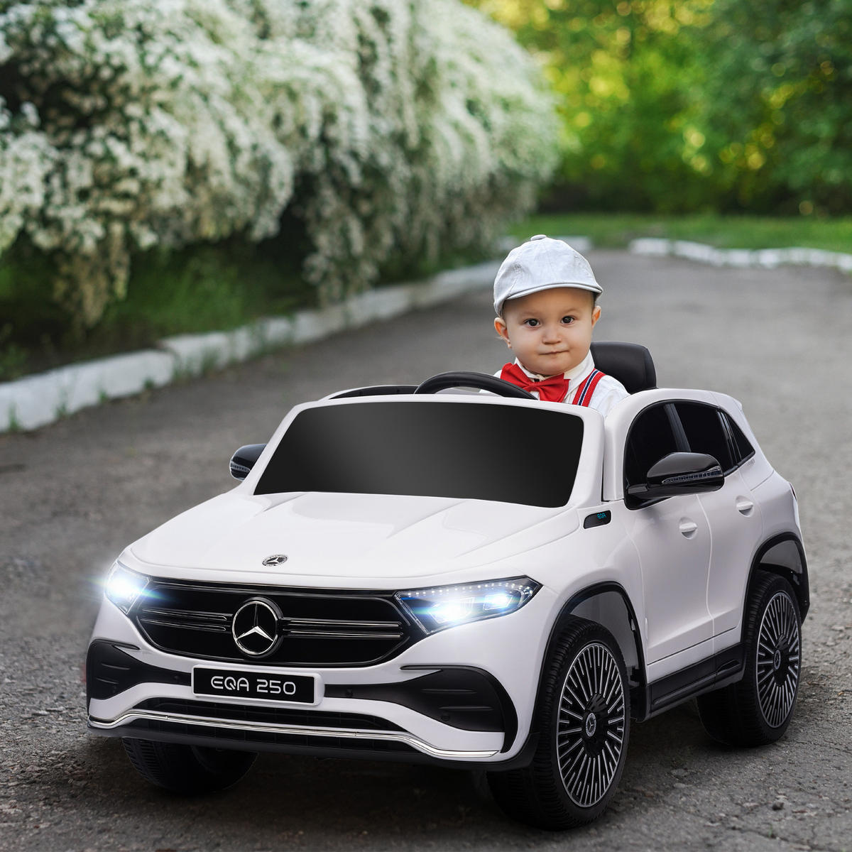 KINDER Elektrofahrzeuge Elektroauto mit Fernbedienung, Kinderauto mit MP3-Player - Weiß, Metall (111.5/69/52.5cm) - HOMCOM