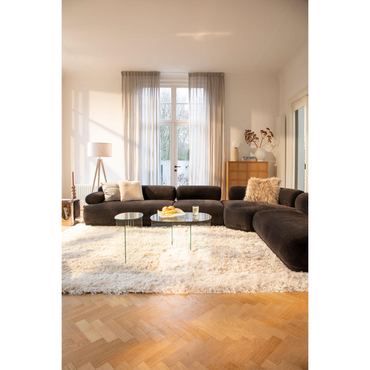 SOFA 7,5-SITZER Rembrandt Links Dunkelbraun - Braun, Kunststoff (594/97cm) - Zuiver