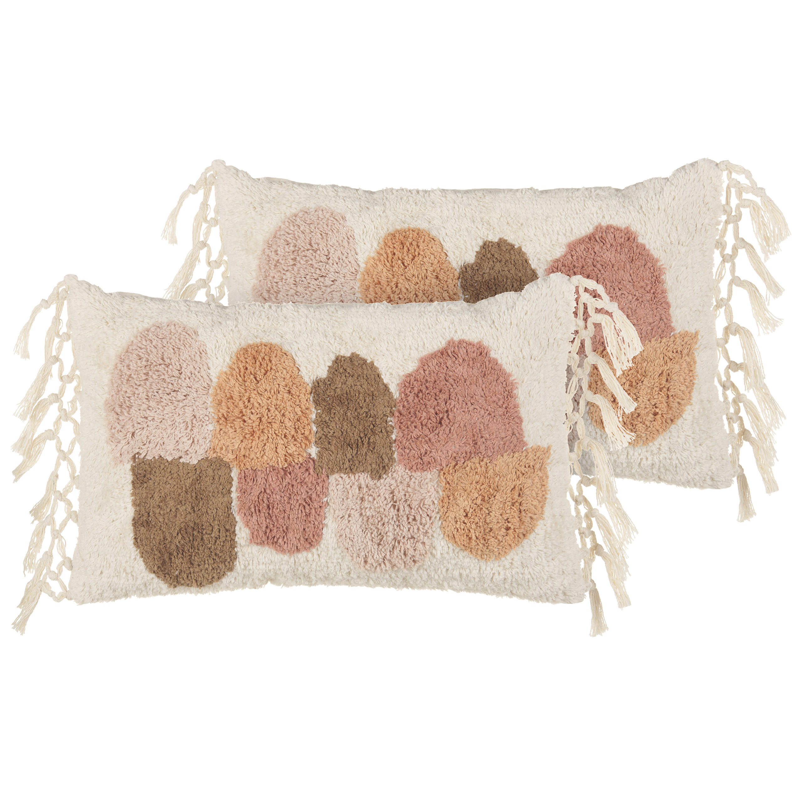 DEKOKISSEN 2er-Set Weiß 30/50 cm Caltha - Pink/Beige, Textil (30/50cm) - Beliani