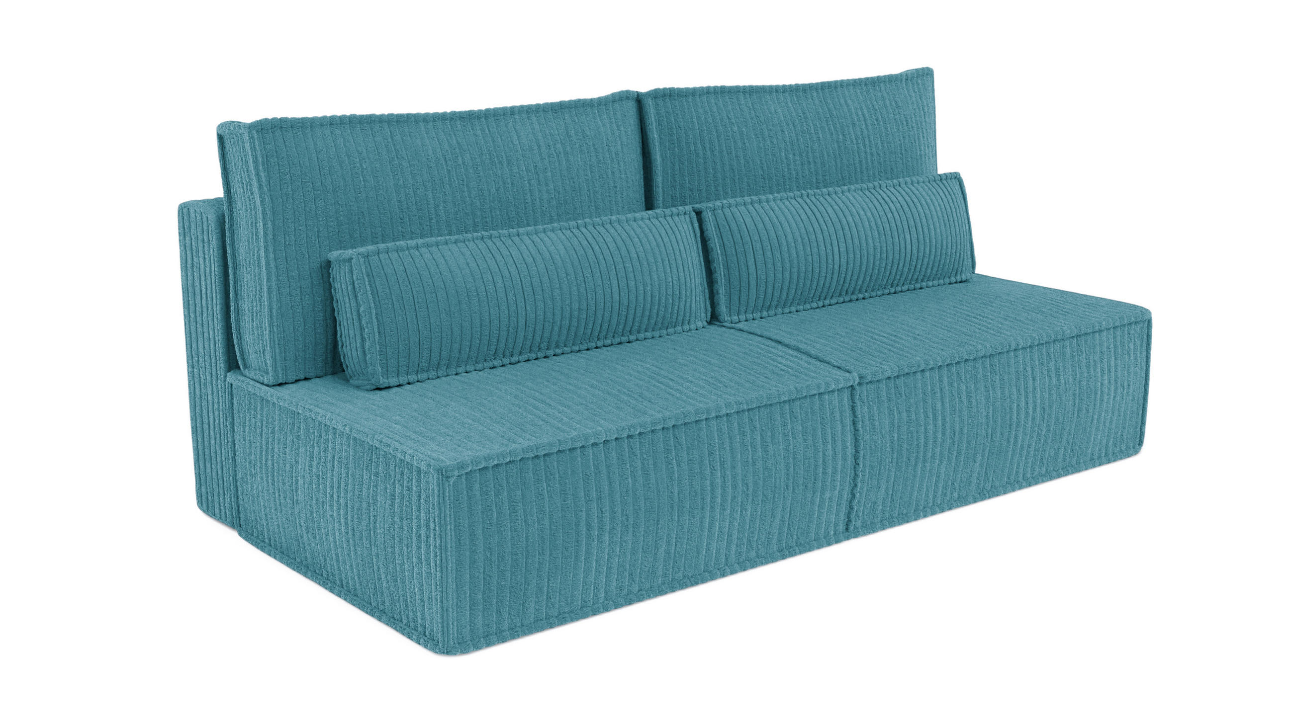 BETTSOFA LINO Blau Kordstoff mit Schlaffunktion - Blau, Textil (97/87/198cm) - MASSENO