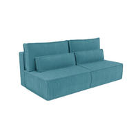 BETTSOFA LINO Blau Kordstoff mit Schlaffunktion - Blau, Textil (97/87/198cm) - MASSENO