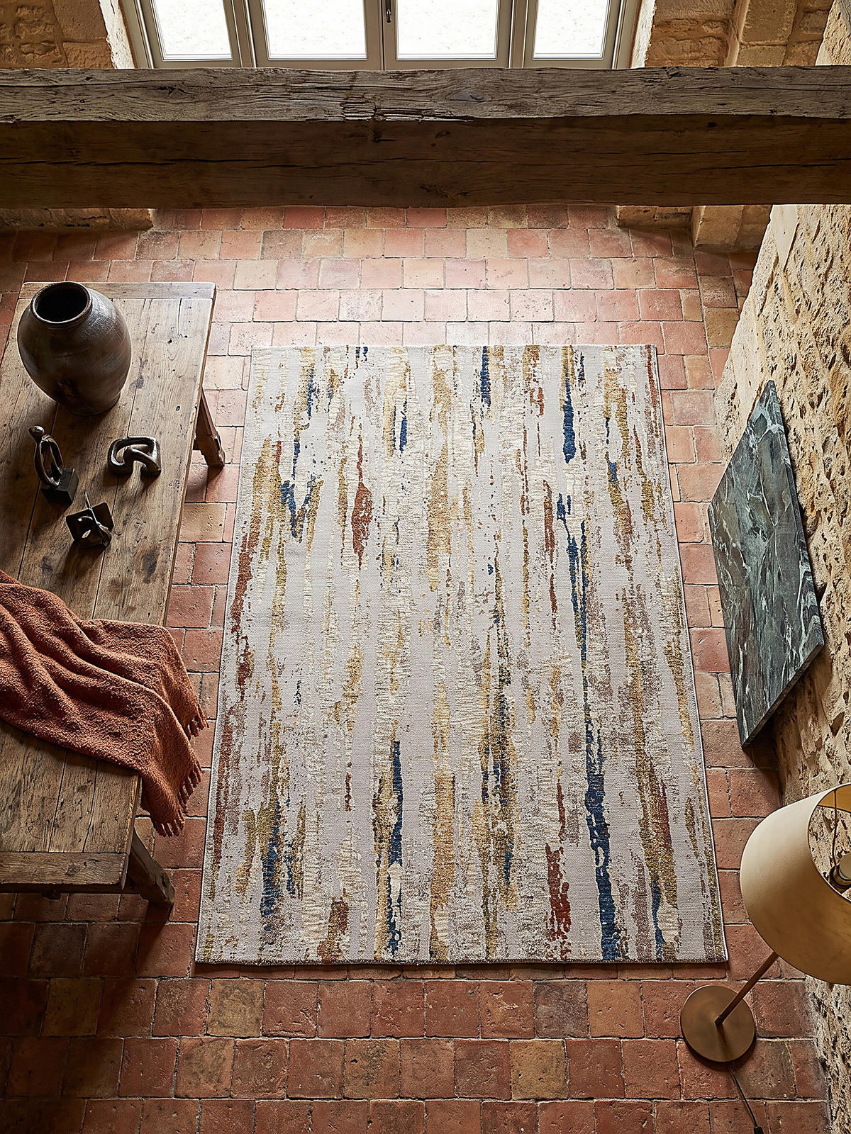 KURZFLORTEPPICH, mit Fransen, BLENG, Farbstriche, Beige-Multicolor, 160 x 230 cm - Beige, Textil (160/230cm) - KADIMA DESIGN