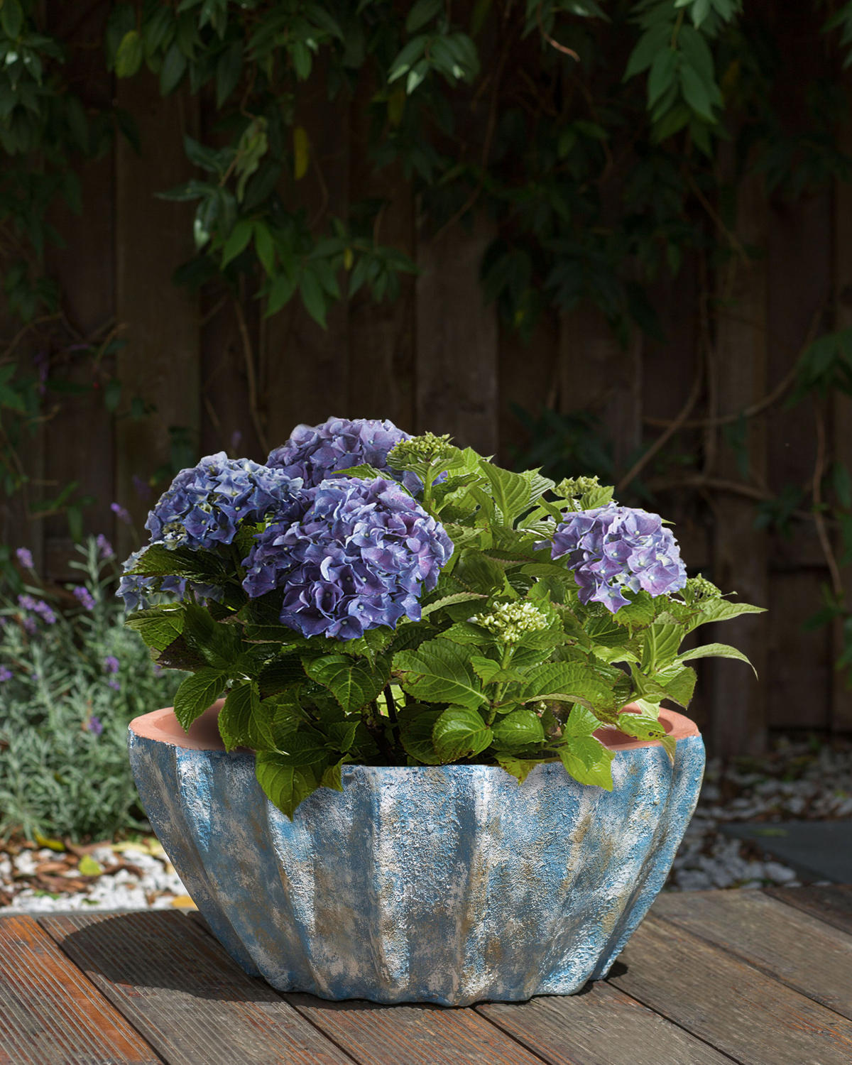 BLUMENTOPF Blau Ostrya - Blau, Naturmaterialien (24cm) - Beliani