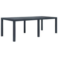 GARTENTISCH Anthrazit 220/90/72 Cm Kunststoff Rattan-Optik - Anthrazit, Kunststoff (220/90/72cm) - vidaXL