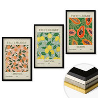 WANDBILDER 3er-Set - 40x60 cm Schwarzer Rahmen - Zitrusfrüchte, tropischer Retro-Stil - Schwarz, Kunststoff (40/60cm) - ArtPrintCave